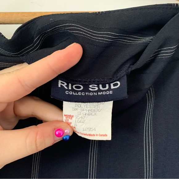 Vintage Y2K Black Deep Navy Pinstripe Mini Skirt Size 8/10 Micro Skirt - Picture 3 of 5